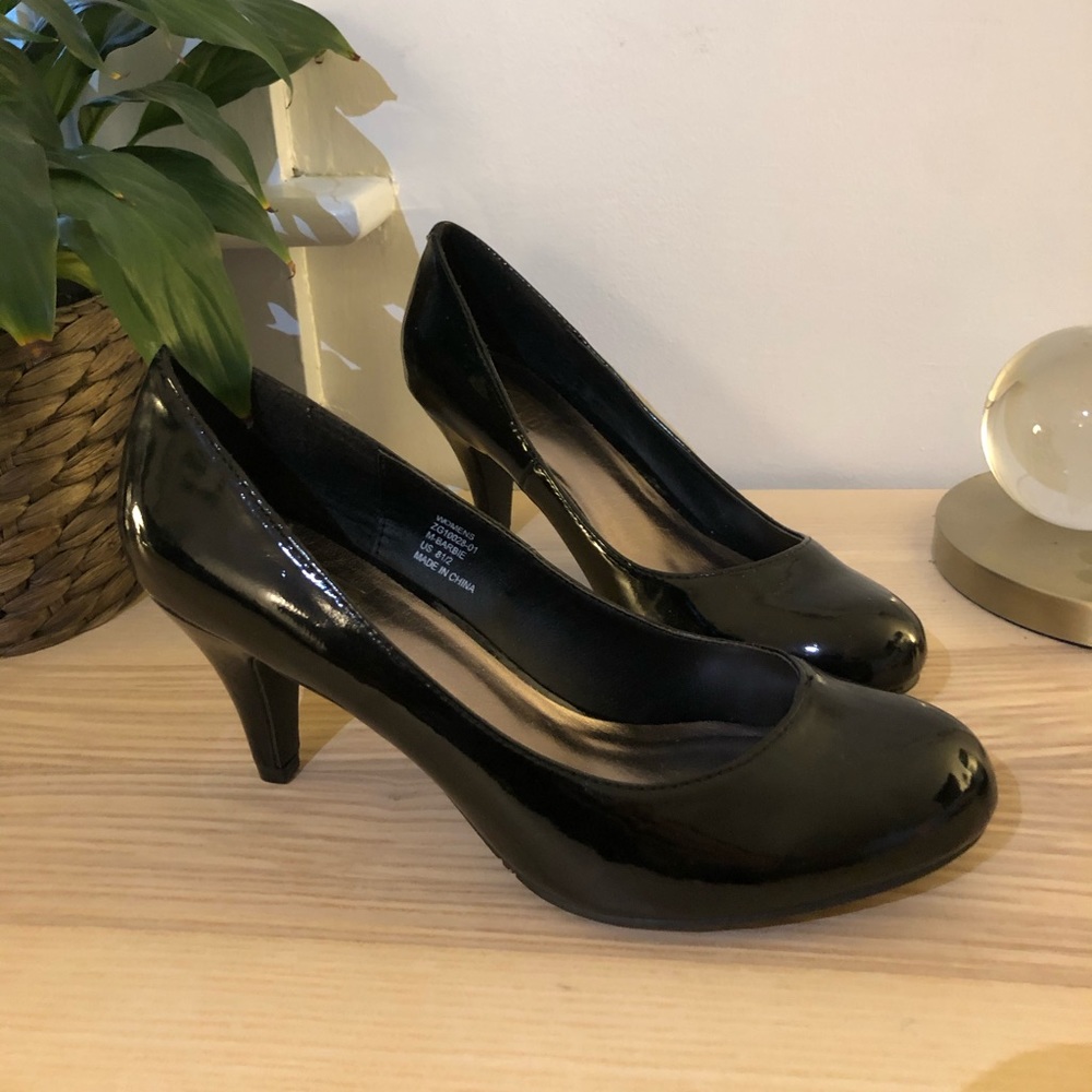 Black Leather Pumps 8.5 Patent Leather Heels